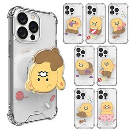 [S2B] Kakao Friends Chunshik Epoxy Tok Transparent Bulletproof Reinforcement Case _ Smartphone holder three-step adjustment for iPhone _ Made in KOREA